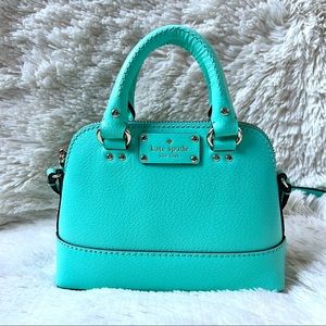 Kate Spade Wessesley Mini Rachelle Dome Satchel in teal / fresh air blue